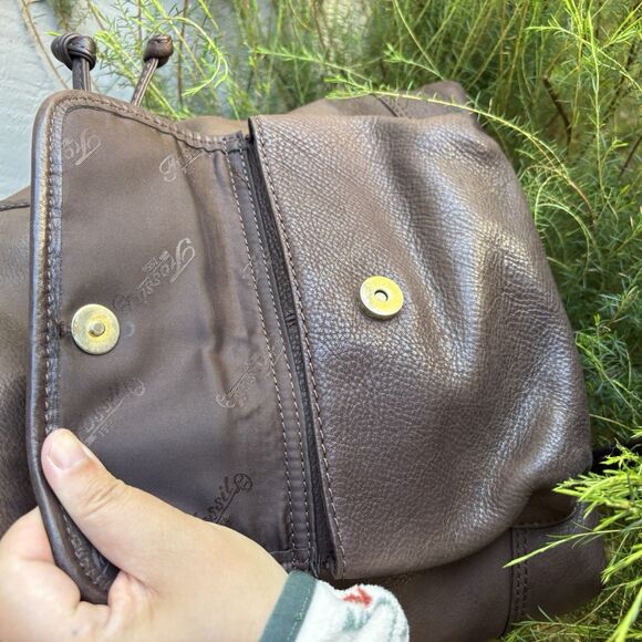 Fossil 75082 Brown Leather Backpack Drawstring Flap Pocket Bag Vintage - Picture 9 of 14